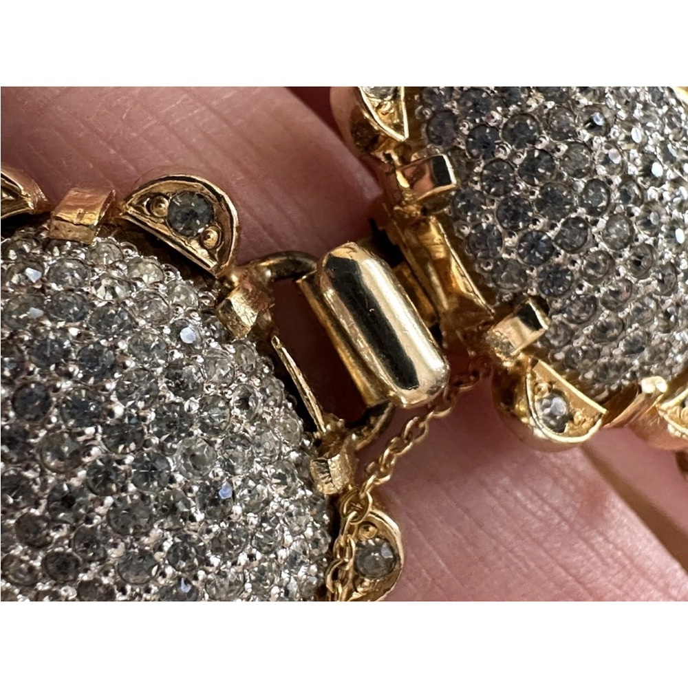 Nettie Rosenstein Gold Tone  Rhinestone Bracelet & Earrings Vintage Glam Signed - Picture 13 of 15